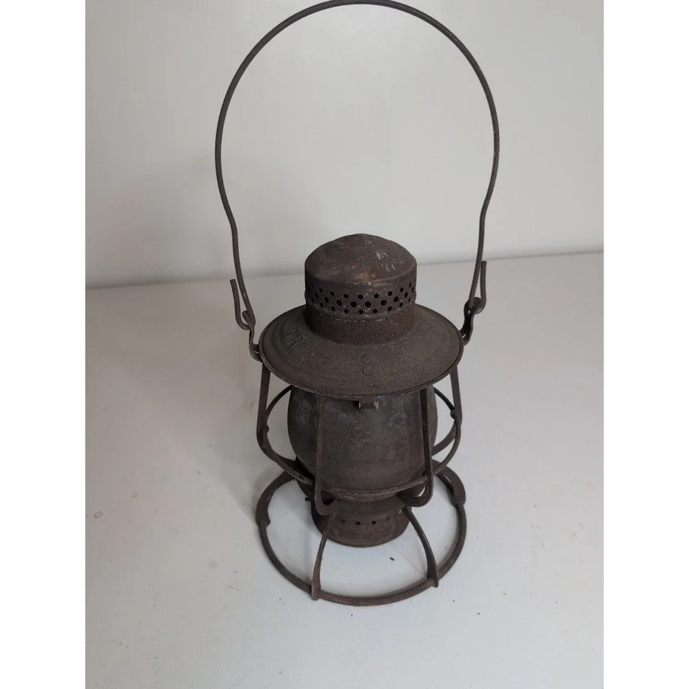 Vintage Railroad Lantern PRR Pennsylvania Railroad Keystone Logo Lid Dressel